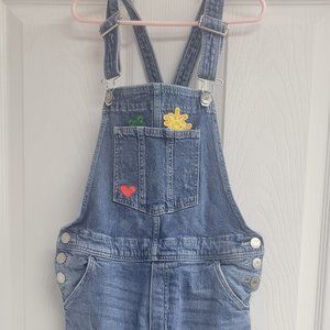 Youth size 10 denim overalls with iron on patches